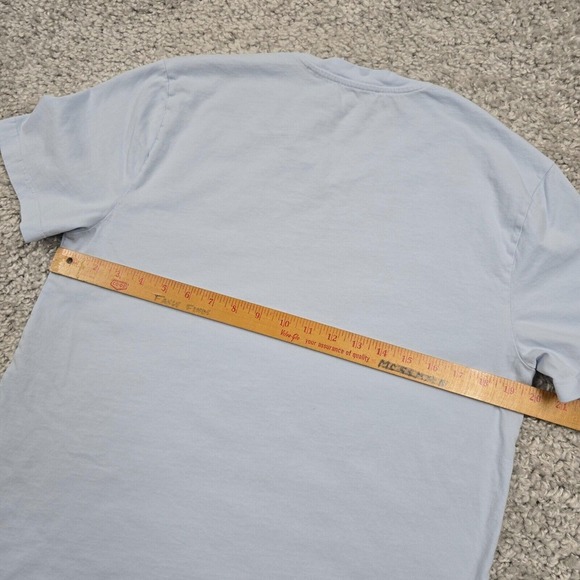 Vince Shirt Mens Medium Blue V-Neck Garment Dye Pullover Short Sleeve Minimal - Picture 9 of 11